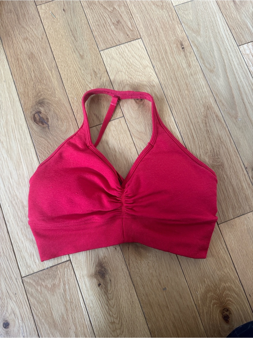 BuffBunny Red Ruched Racerback Sports Bra - Picture 2 of 2